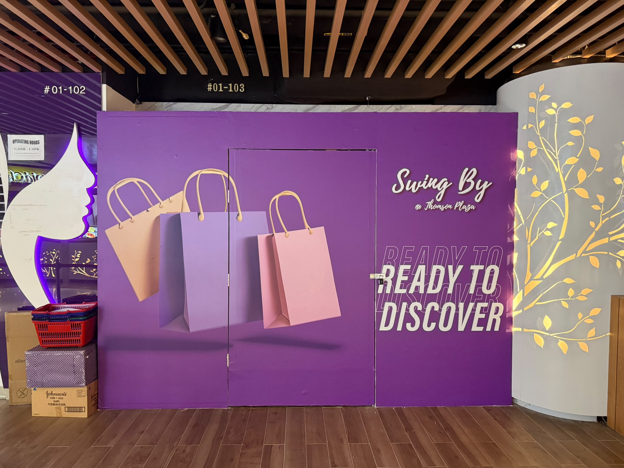 Printed purple promotional wall graphics